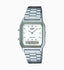 Casio AQ-230A-7A Dual-Time Analog-Digital Wristwatch - with White Dial and Stainless Steel Band