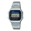 Casio A168WA-1WDF vintage digital stainless steel wrist watch with retro LED display and silver metal strap for men and women