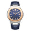 Lee Cooper LC08108.599 men's analog watch featuring a silver and rose gold case with a dark blue dial.