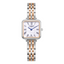 Lee Cooper LC08226.520 women's analog watch featuring a square two-tone silver and rose gold case with a blue dial.