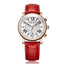 Megir ML2058LRERD-7N0 quartz chronograph women's watch with red leather strap and rose gold-tone case