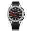 Megir MN2053GBK-1N8 quartz chronograph men's watch with black silicone strap and red accents