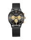 Megir MS2011L-BK-1N3 quartz chronograph women's watch with black mesh bracelet and gold-tone accents