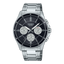 "Casio MTP-1374D-1A3 men's stainless steel watch with black dial, analog display, and multi-function subdials"