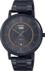 Casio Enticer MTP-B120B-8A men's watch featuring a grey sunray dial and black stainless steel mesh band.
