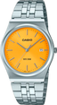 Casio MTP-B145D-9A watch featuring a sunray yellow dial and stainless steel