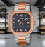 Casio MTP-B195RG-2A men’s analog watch with stainless steel strap and rose gold dial accents showing elegant luxury wristwatch design on white background.