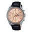 Casio Edifice EFV-610EL-5A men's chronograph salmon dial leather strap analog watch