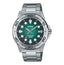 Casio MTD-140D-3AV men's stainless steel watch with green analog dial and 100M water resistance