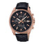 Casio Edifice EFV-610ECL-1A men's black dial rose gold chronograph leather strap watch