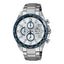Casio Edifice EFR-574DE-7A men's white dial stainless steel chronograph watch with blue tachymeter bezel