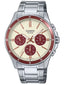 Casio MTP-1374D-5A2 men's stainless steel watch with brown dial