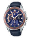 CASIO EDIFICE STANDARD CHRONOGRAPH DARK BLUE LEATHER STRAP WATCH EFV - 550L - 2A - Zamana.pk