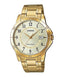 Casio MTP - V004G - 9BUDF Men's Standard Gold Tone Stainless Steel Gold Dial Date Watch - Zamana.pk