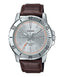 Casio MTP - VD01L - 8EV Men's Enticer Brown Leather Band Grey Dial Casual Analog Sporty Watch - Zamana.pk