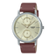 Casio Men Watch MTP-B310L-9A with leather strap and gold-tone dial