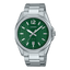 Casio MTP-E725D-3A men's stainless steel watch with green dial and silver strap