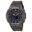Casio G-Shock GA-2100FR-5A men's digital and analog watch with a rugged, camouflage-inspired design in brown and orange tones, featuring shock resistance