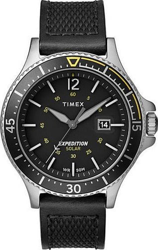 Timex Men s Tw4B14900 Expedition Ranger Solar Black Leather Strap Watc Zamana.pk