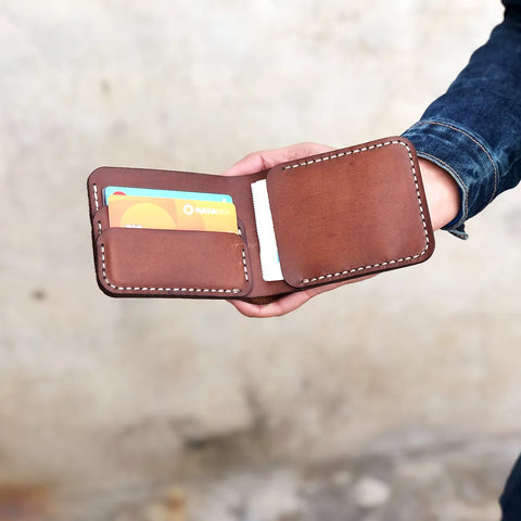 The Futuristic: A Leather Bifold Wallet - Brown Color