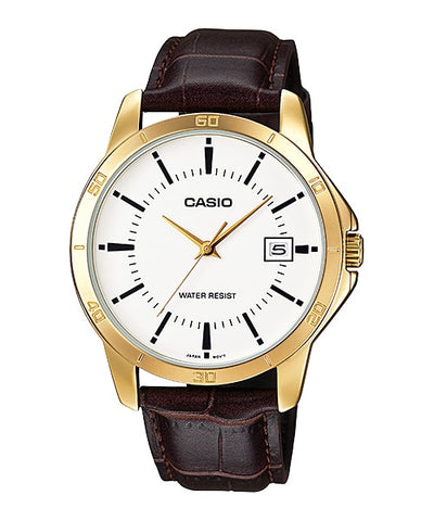 Casio Men's MTP-V004GL-7AUDF Date Quartz Watch with Genuine Leather