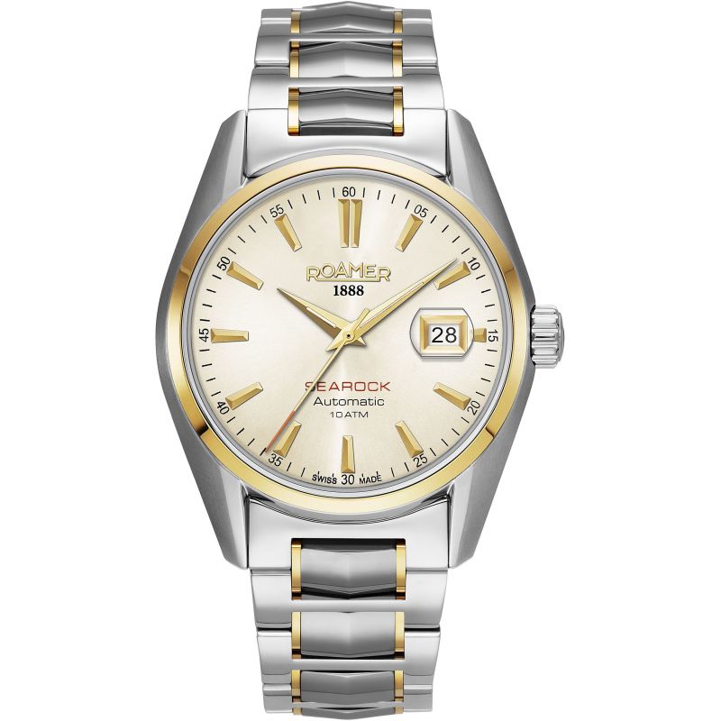 Mens Roamer Searock Automatic Champagne Dial Yellow Gold Bicolour Automatic Automatic Watch 210665 49 25 20