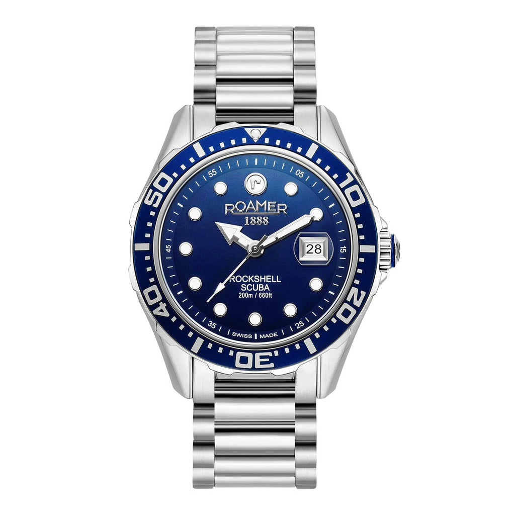 Roamer Rockshell Scuba | Blue Dial | Stainless Steel Bracelet 220858 41 45 50