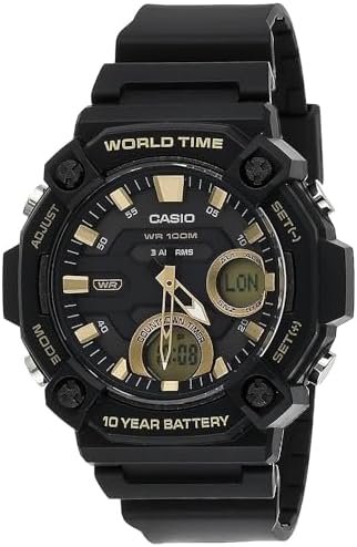 Black Casio watch with world time display on a white background Main image