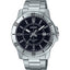Casio MTP-VD01D-1C men’s stainless steel analog wrist watch with sporty black dial and silver strap