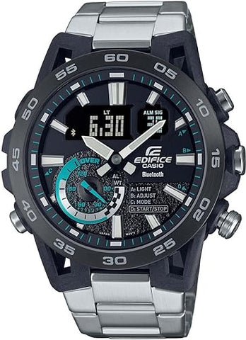 Casio Edifice Men's Watch - ECB-40DB-1ADF Men's Watch, Black Dial, Silver Band, Bluetooth