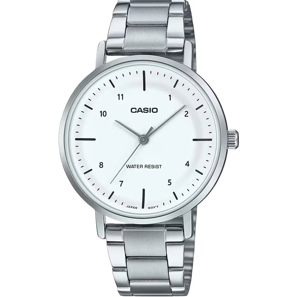 Casio-LTP-VT03D-7B-womens-stainless-steel-watch-white-dial-front-view
