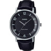 Casio MTP-VT03L-1B men’s minimalist analog wrist watch with black dial and black leather strap