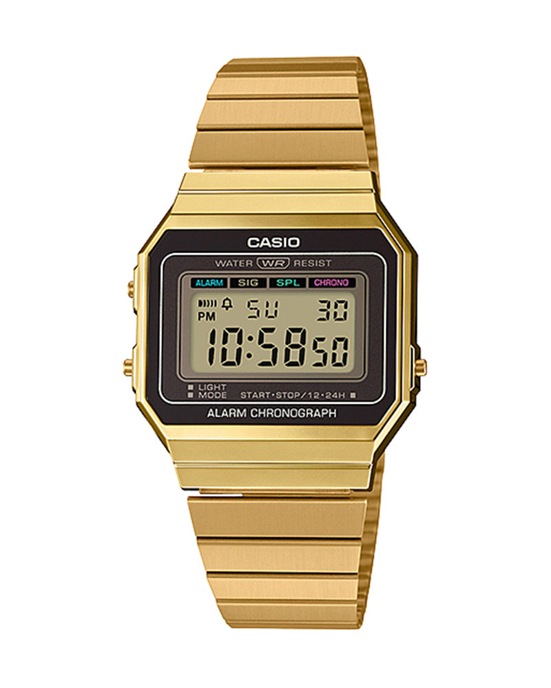 Gold Casio digital watch on a white background Main image