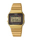 Gold Casio digital watch on a white background