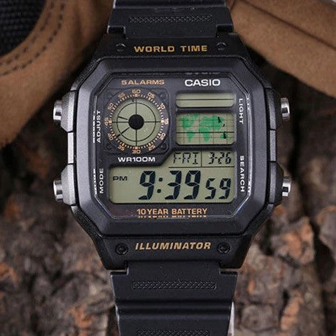 Casio Youth Digital Black Dial Men's Watch - AE-1200WH-1BVDF (D098)