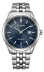 Citizen Eco-Drive BM7560-59L men’s watch with blue dial, stainless steel bracelet, sapphire crystal, and date display