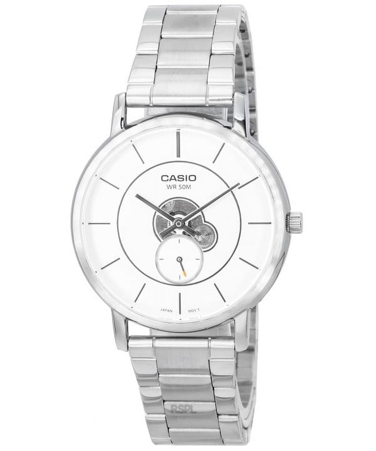 Casio MTP-B130D-7A men's stainless steel analog watch with white dial Main image
