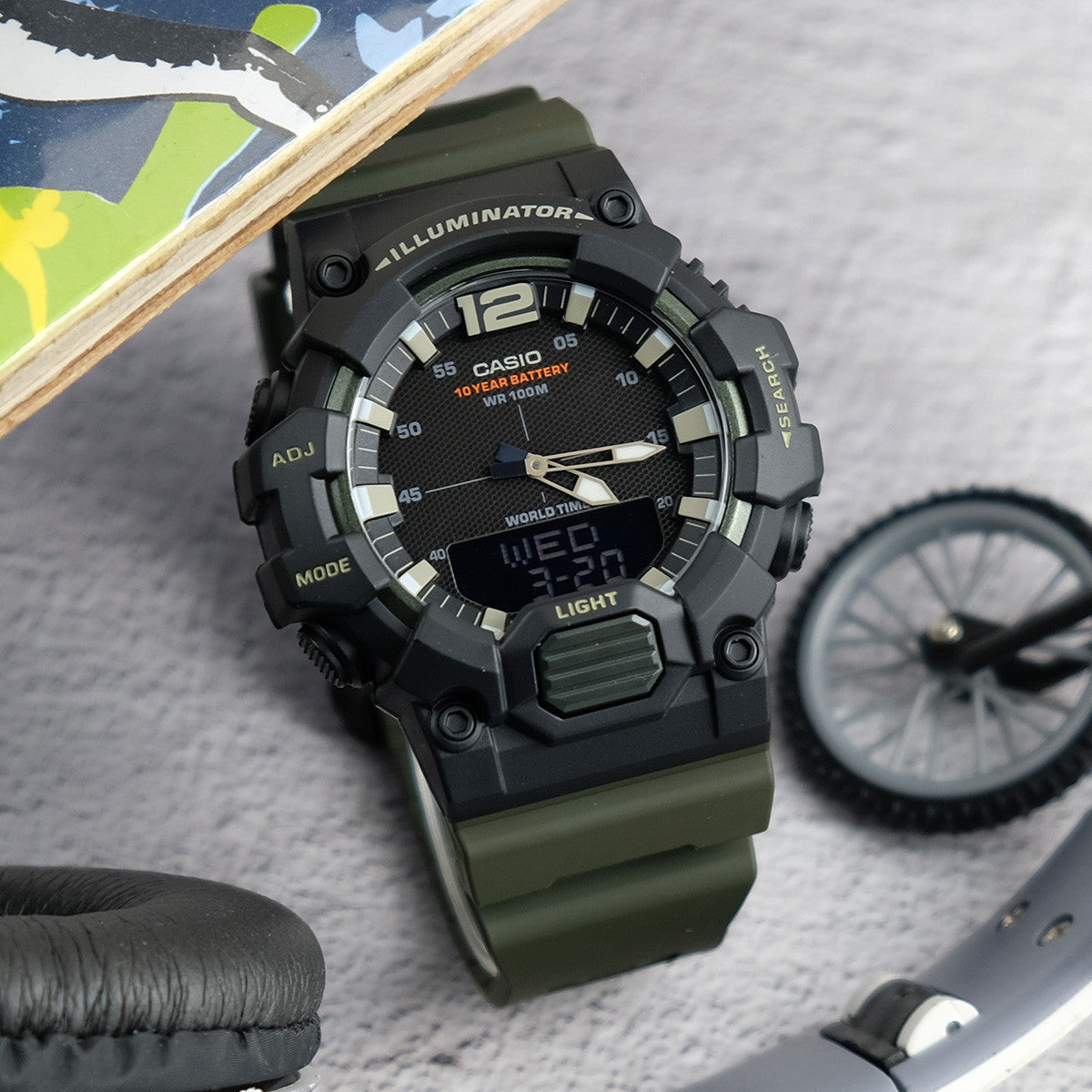 Casio Men's HDC-700-3A Sport Watch - Green Resin Band, Analog-Digital Display Secondary image