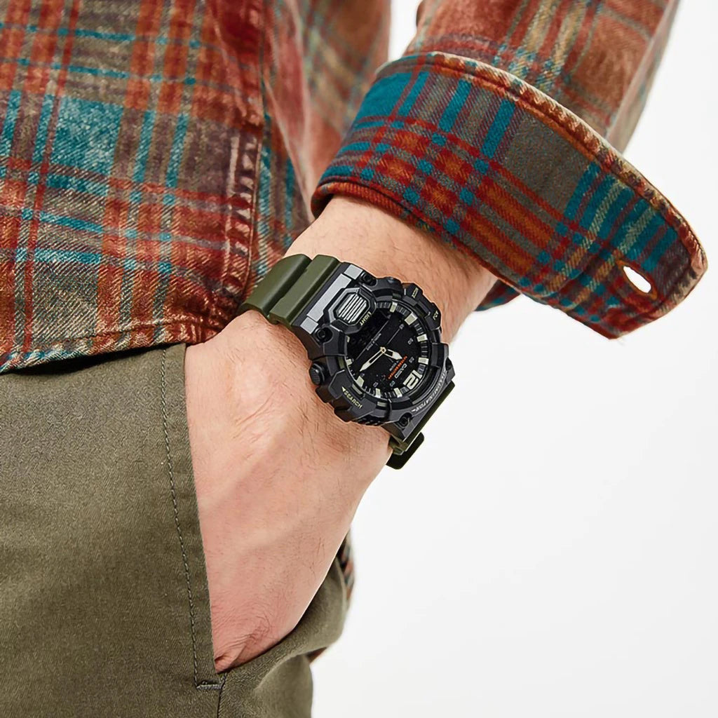 Casio Men's HDC-700-3AVDF Dual Time Analog-Digital Watch - Military Green, 100M Water Resistant