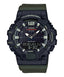 Casio Men's HDC-700-3AVDF Watch featuring a rugged military green resin band, dual time analog-digital display with a black dial, and 100M water resistance. The watch includes a durable case and a sporty design suitable for outdoor activities. - Zamana.pk