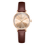 Lee Cooper LC08242.472 women's analog watch featuring a round rose gold case and a dark brown leather strap.
