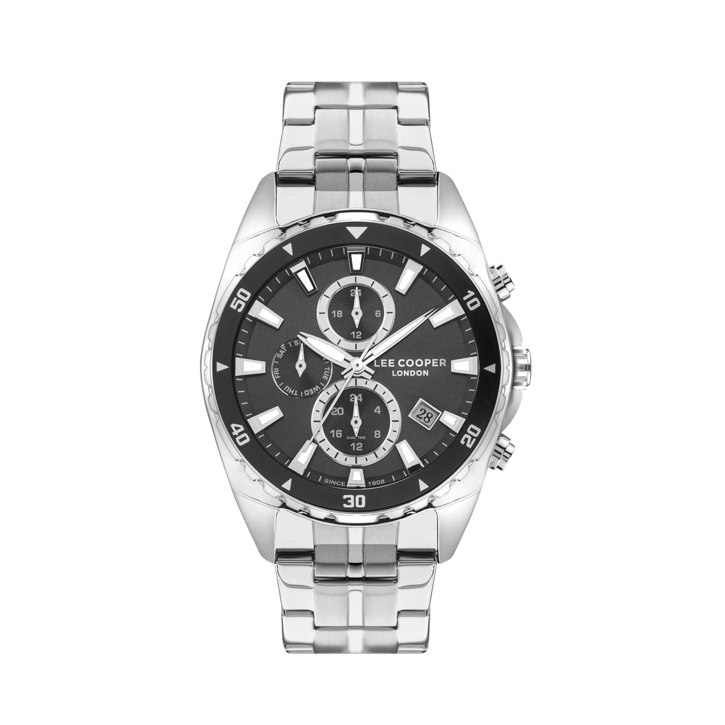 Lee Cooper LC07515.060 men's multifunction watch featuring a round gunmetal case and dark grey dial.
