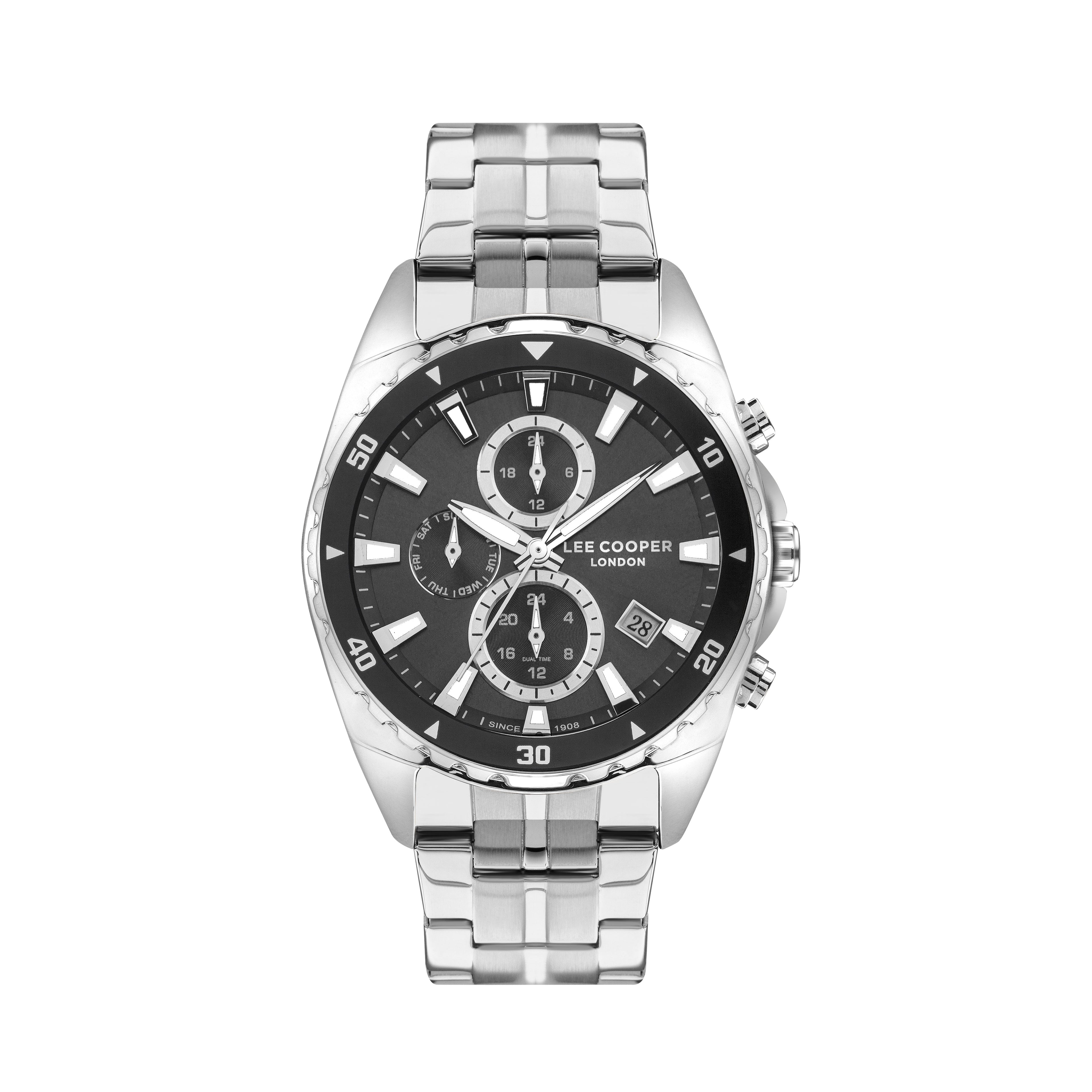 Lee Cooper LC07515.060 men's multifunction watch featuring a round gunmetal case and dark grey dial.

