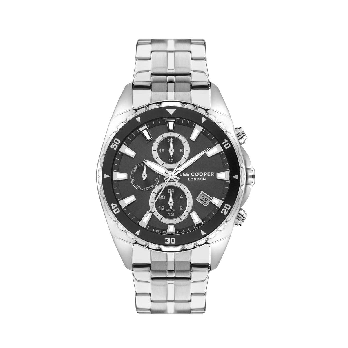 Lee Cooper LC07515.060 men's multifunction watch featuring a round gunmetal case and dark grey dial.
