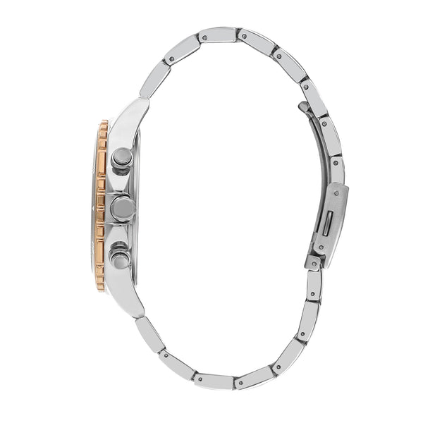 Lee Cooper LC07515.560 men's multifunction watch featuring a round two-tone case and dark brown dial.
