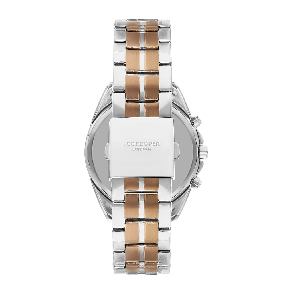 Lee Cooper LC07515.560 men's multifunction watch featuring a round two-tone case and dark brown dial.
