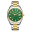 Lee Cooper LC08007.270 men's analog watch featuring a round silver and gold case with a dark green dial.
