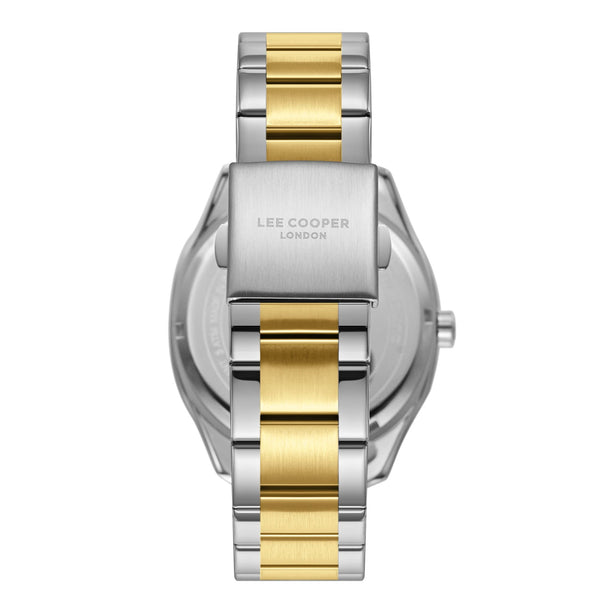 Lee Cooper LC08007.270 men's analog watch featuring a round silver and gold case with a dark green dial.
