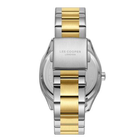 Lee Cooper LC08007.270 men's analog watch featuring a round silver and gold case with a dark green dial.
