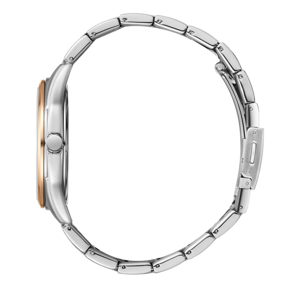 Lee Cooper LC08007.530 men's analog watch featuring a round two-tone silver and rose gold case with a silver dial.
